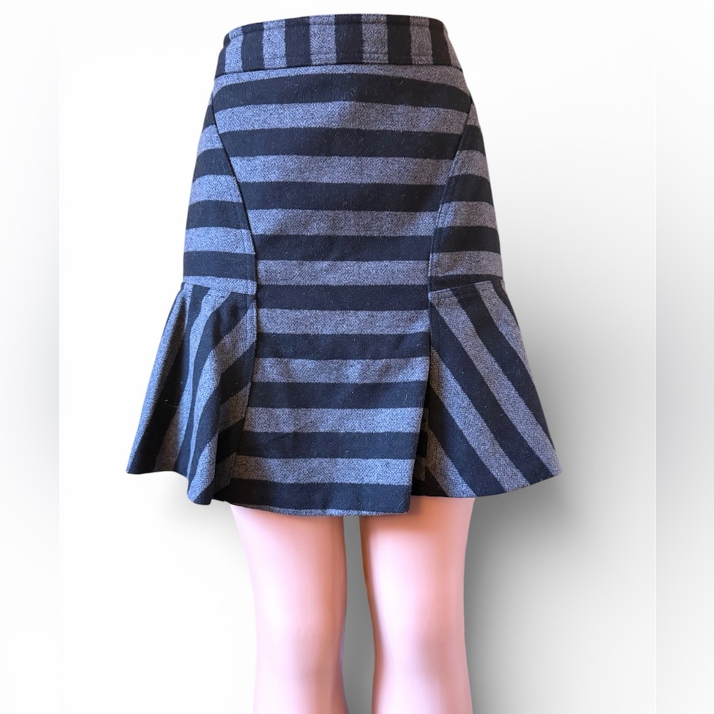 Ruffle dark preppy wool plaid Striped Black and Gray mini Skirt. Wednesday Adams